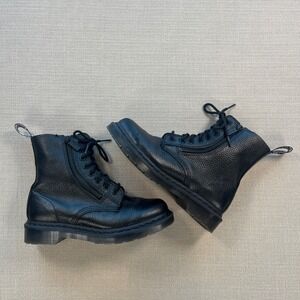 Dr. Martens 1460 Pascal Mono Black Pebbled Leather Side Zip Boots Womens 7